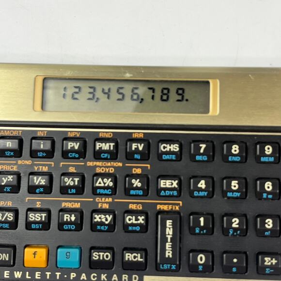 Vtg Hewlett‑Packard HP 12C Financial Calculator Gold Case RPN Business Tested - Picture 5 of 9